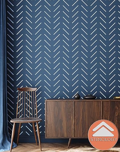 Miniatura 4 de STENCILOGY® / Thames - Plantilla de pared XL de 24 "x 40", mínimo de espiga, plantillas de pared grandes para pintar, Plantillas para paredes,