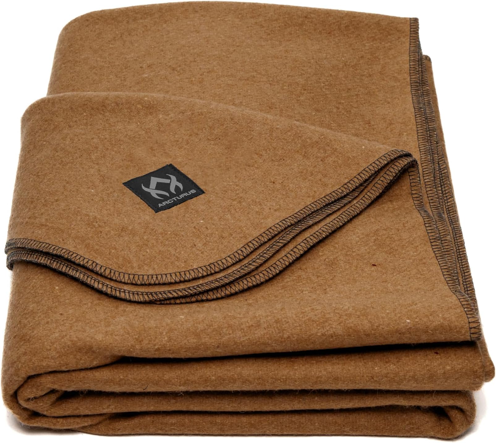 Military Wool Blanket - 4.5 lbs, Warm, Thick, Washable, Large 64" x 88" - Great for Camping, Outdoors, Sporting Events, and Survival Kits (Camel)