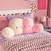 OHS Marshmallow Cuddle Cushion, Comfy Reading Pillows Super Soft Super Soft Flannel Fleece Support Pillow with Arms Gaming Cushion for Girls Snuggle Hug Pillow Relaxing at Home, Pink/White