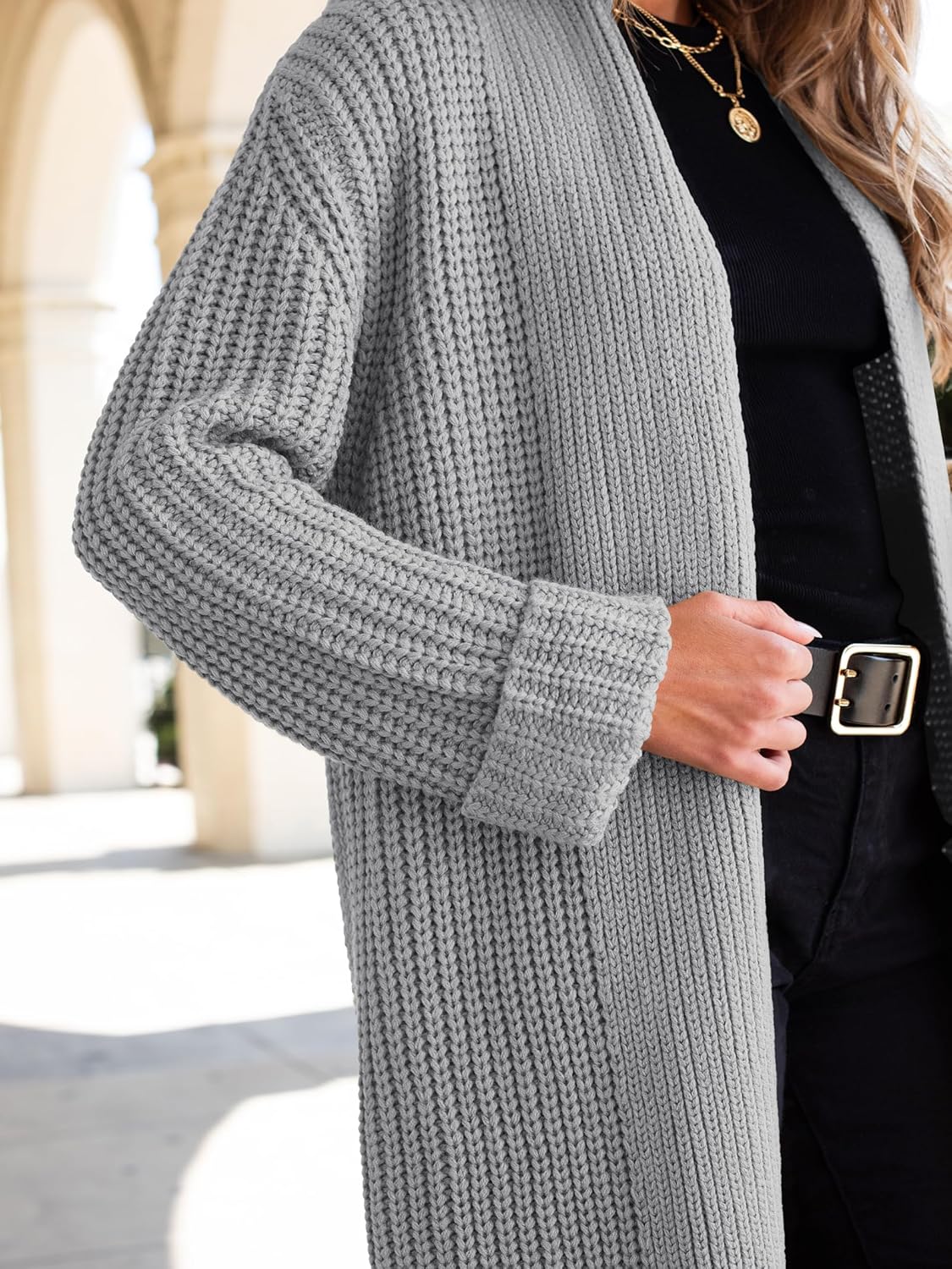 ANRABESS Women Knit Long Cardigan Long Sleeve Open Front Lapel Oversized Sweater Coat 2025 Fall Duster Outerwear Clothes - Image 6