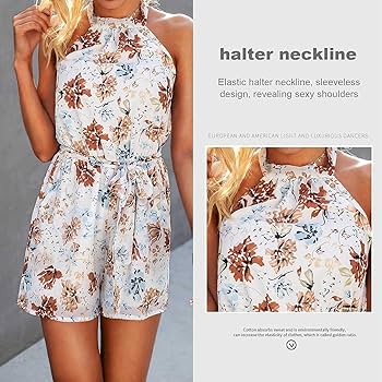 a*8様 House on the Hill◎Sleeveless Romper Daily Wear Women's Shorts Rompers Sleeveless Floral Print Halter
