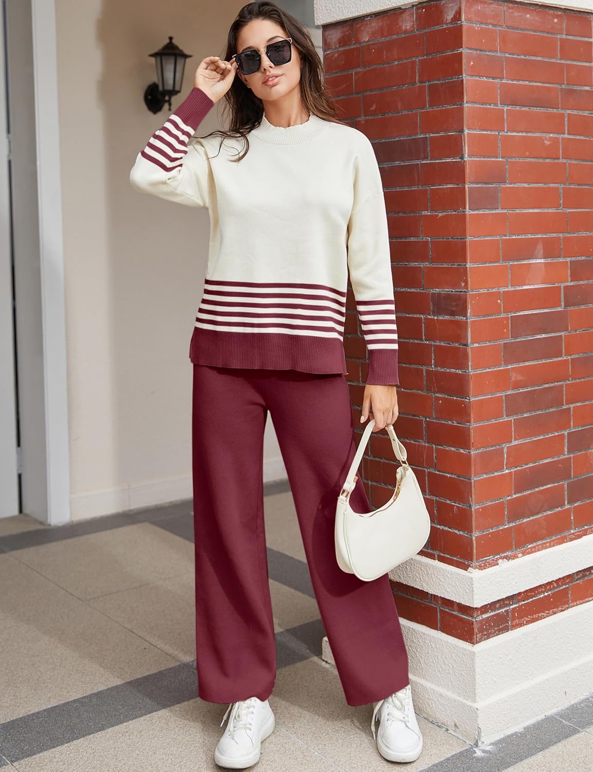 Tanming Women's Lounge Sets 2 Piece Outfits Knitted Pullover Sweater Tops Wide Leg Pants Tracksuit - Image 3
