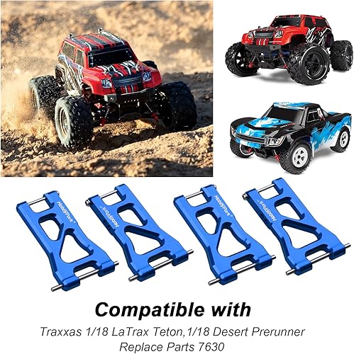 Miniatura 8 de Hobbypark Juego de brazos de suspensión de aluminio (delanteros y traseros) para Traxxas 118 LaTrax Teton Upgrades Desert Prerunner, piezas de