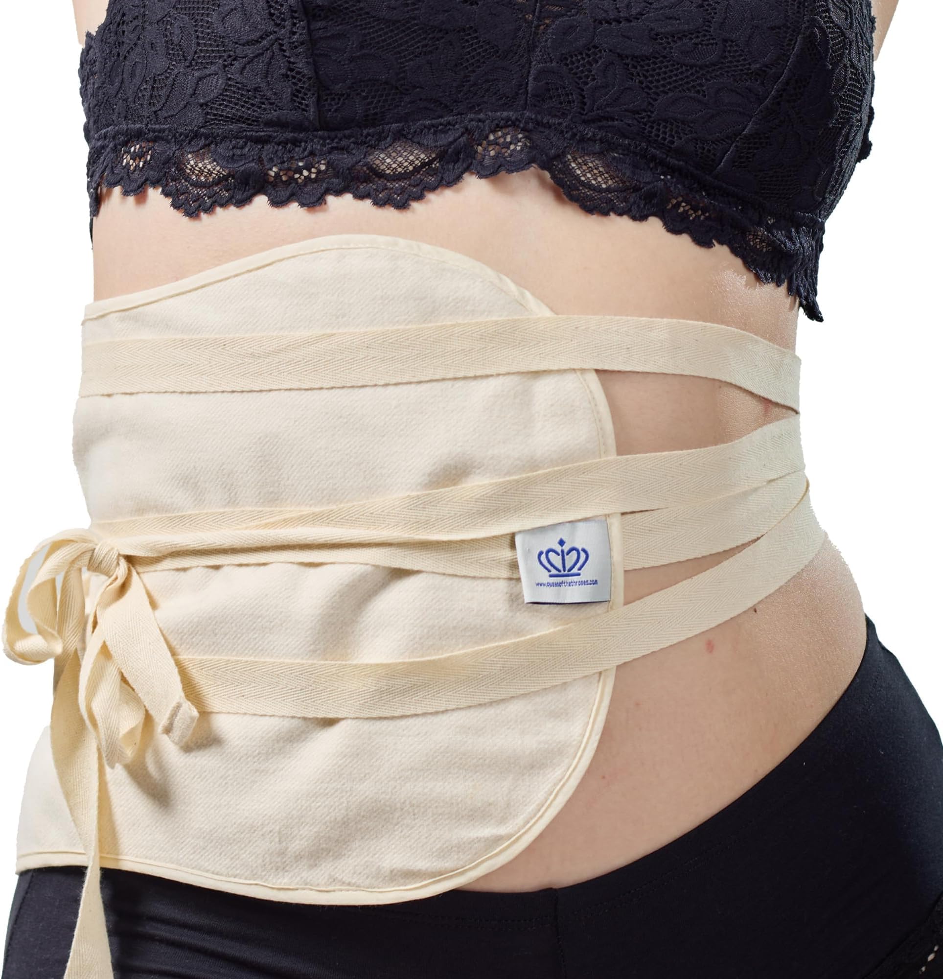 QUEEN OF THE THRONES 100% Organic Cotton Flannel & Naturopathic Doctor Designed with Strap for Castor Oil Pack - Reusable, Comfort Sleep Fit, Soft Ties (Castor Oil sold separately)