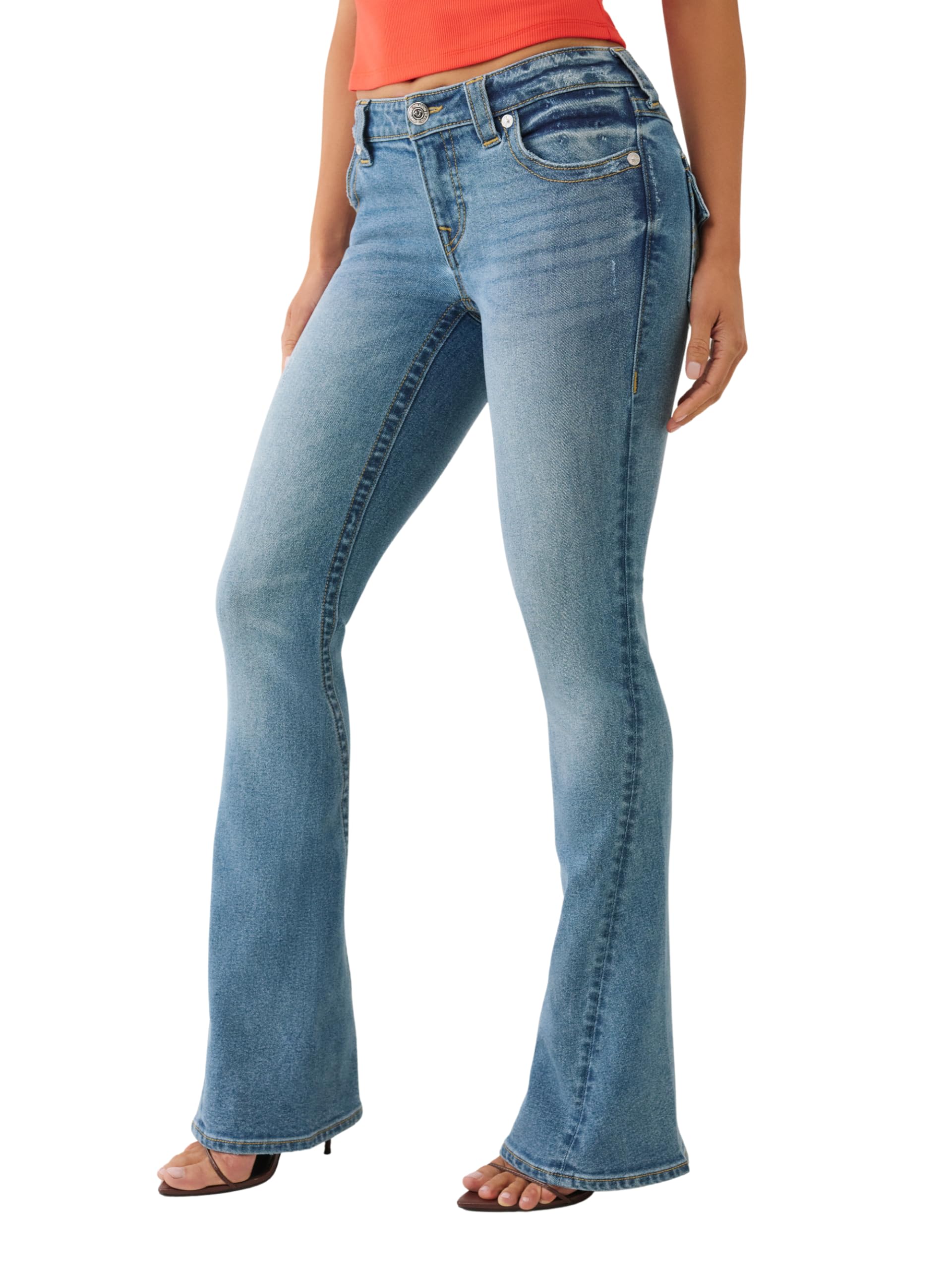 True Religion Damen Jeans Joey Low Rise Flare Flap