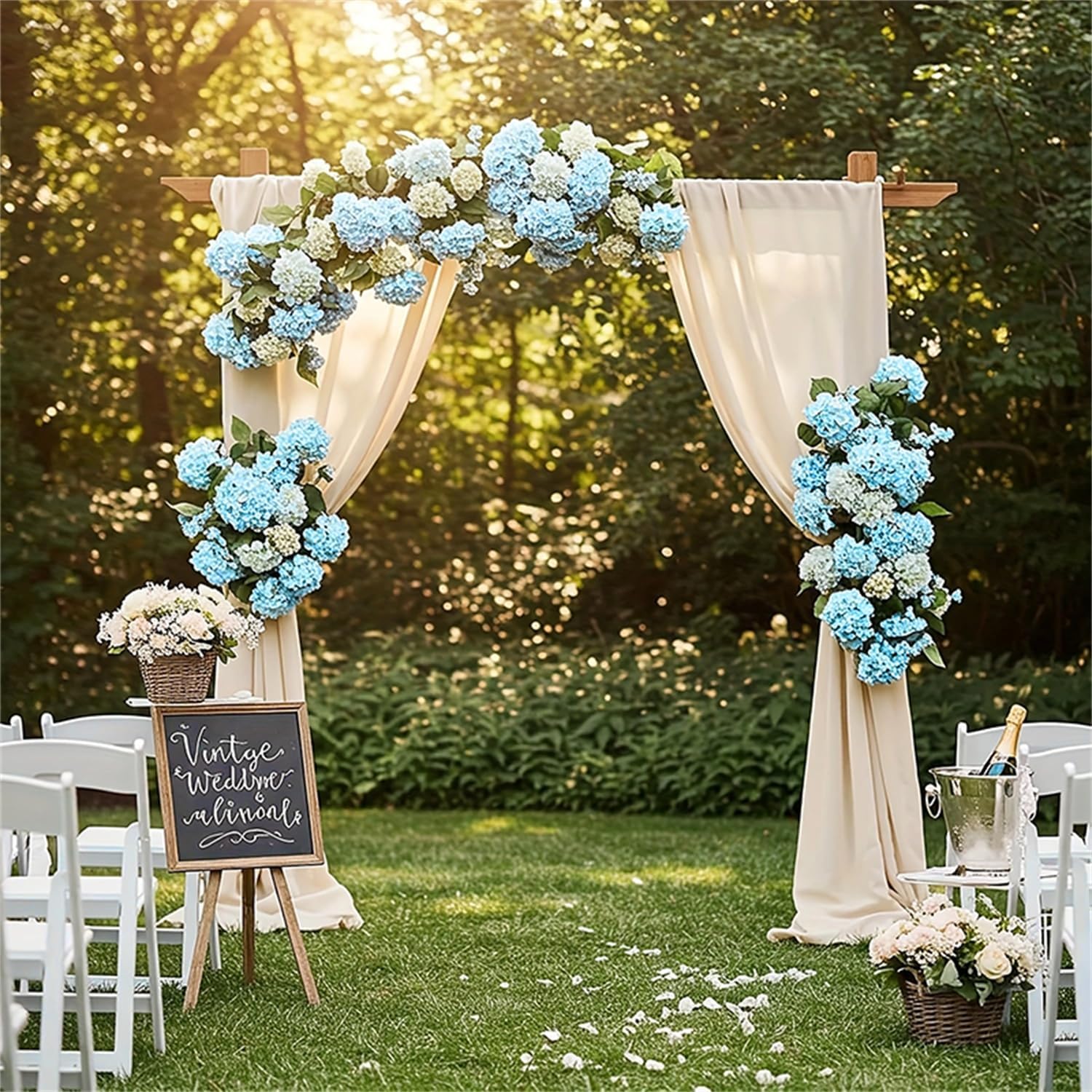 65PCS Blue Artificial Hydrangea Flowers Bulk with Stems, Silk Faux Hydrangea Heads for Nautical Theme Party