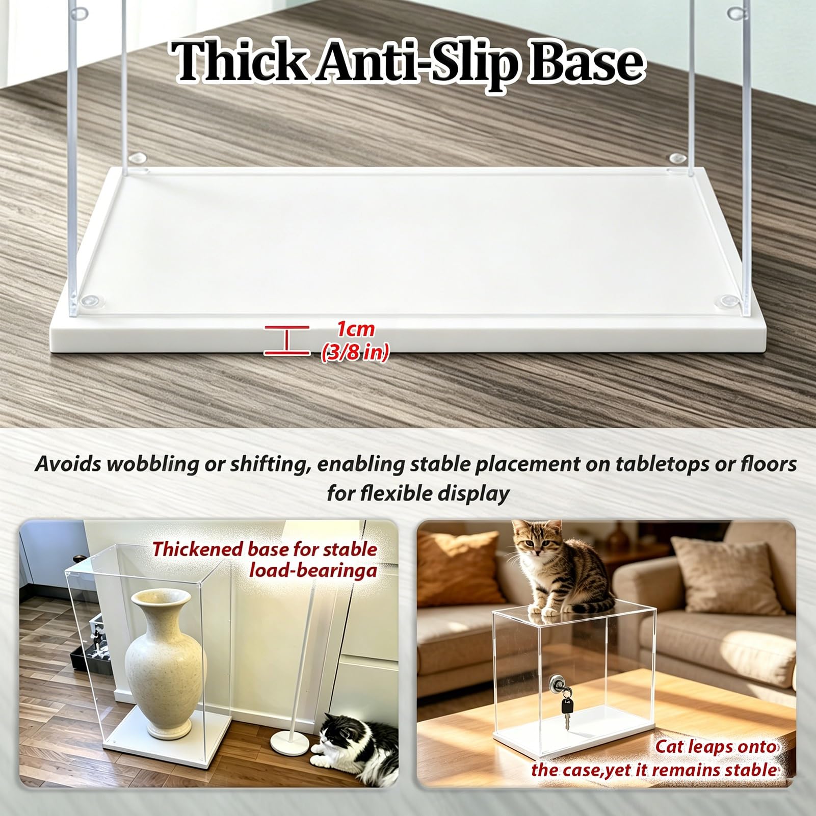 UrbanUp Urna Metacrilato Caja Pequeña de Acrílico Transparente para Tarjetas con Cerradura, Vitrina de Pie de 10,15,20,25,30,35,40,45cm Altura, Vitrina Adornos/Fichas Mahjong(30x35xH45cm/12x14x18)