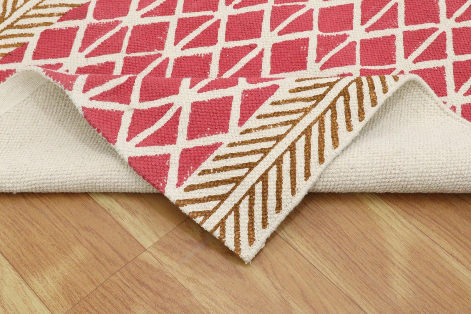 Tappeto per soggiorno, 4 x 8 cm, motivo kilim, a righe, spesso, 0,5 cm, in cotone Dhurrie, lavaggio a mano, tappeto in cotone, per interni ed esterni, per cucina, comodino