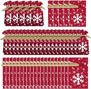 クリスマスプレゼント用巾着袋 50個 フェスティブ ホリデー パーティー 景品 ポーチ | クリスマス ラッピング ギフト バッグ 大人 恋人 友人 男の子 女の子向け