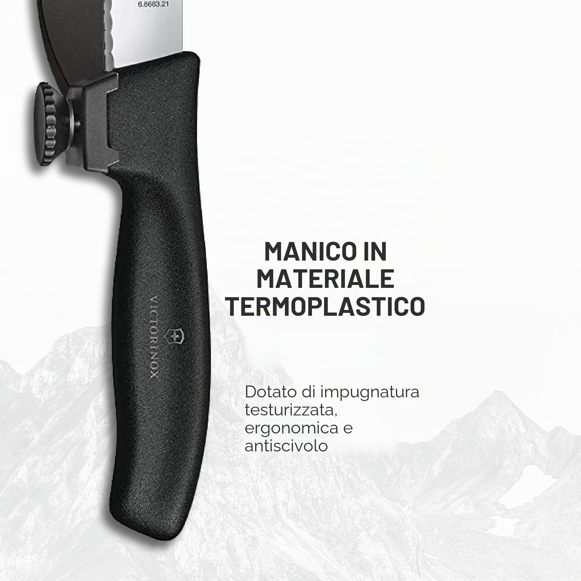 Victorinox Swiss Classic, coltello DUX con lama seghettata extra tagliente, nero