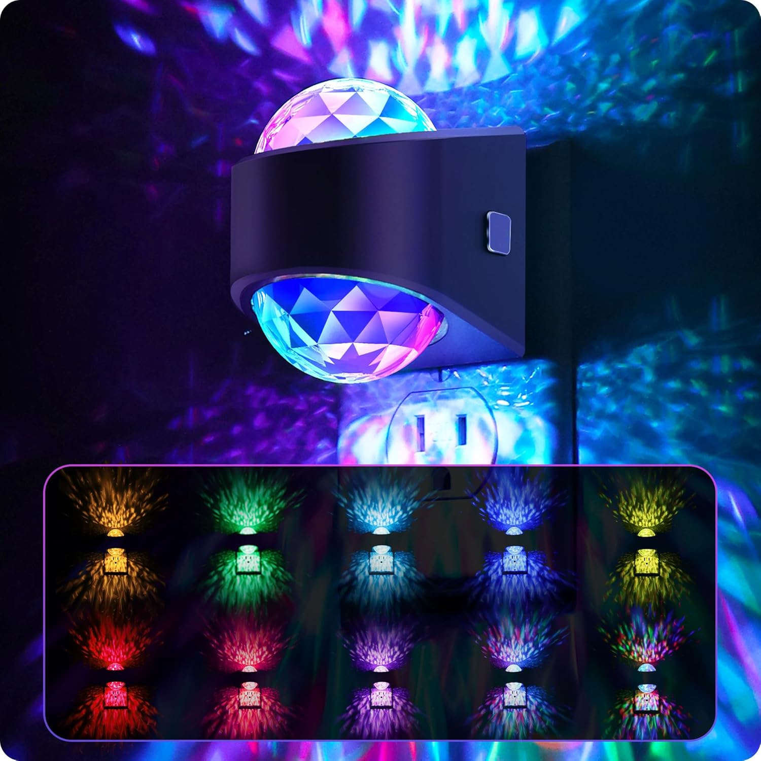 Night Lights Plug into Wall, Star Projector for Bedroom [2 Pack] Night Light Projector for Kids, 9-Color RGB Galaxy Nightlight with Dusk to Dawn Sensor for Bathroom, Home Gaming Room Decor Gifts