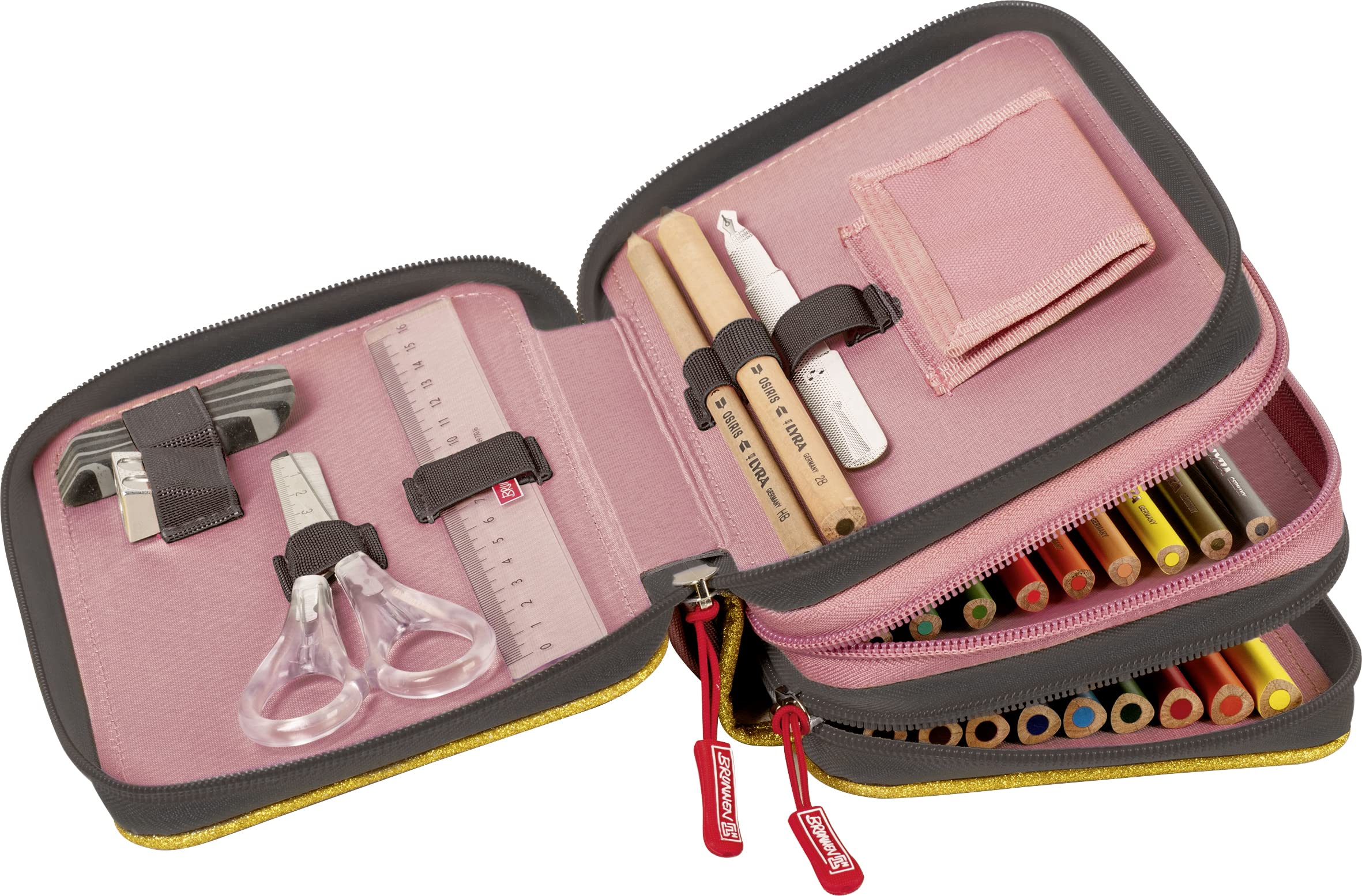 Brunnen XXL Schüler-Etui Federmappe Sweet Wild Cat 3 Reißverschlüsse