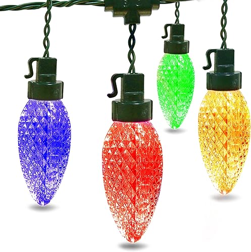 Miniatura 4 de AWQ 35 pies C9 gran cadena de luz de pino de Navidad cono de luz al aire libre de grado comercial decorativo impermeable extensible para interior al