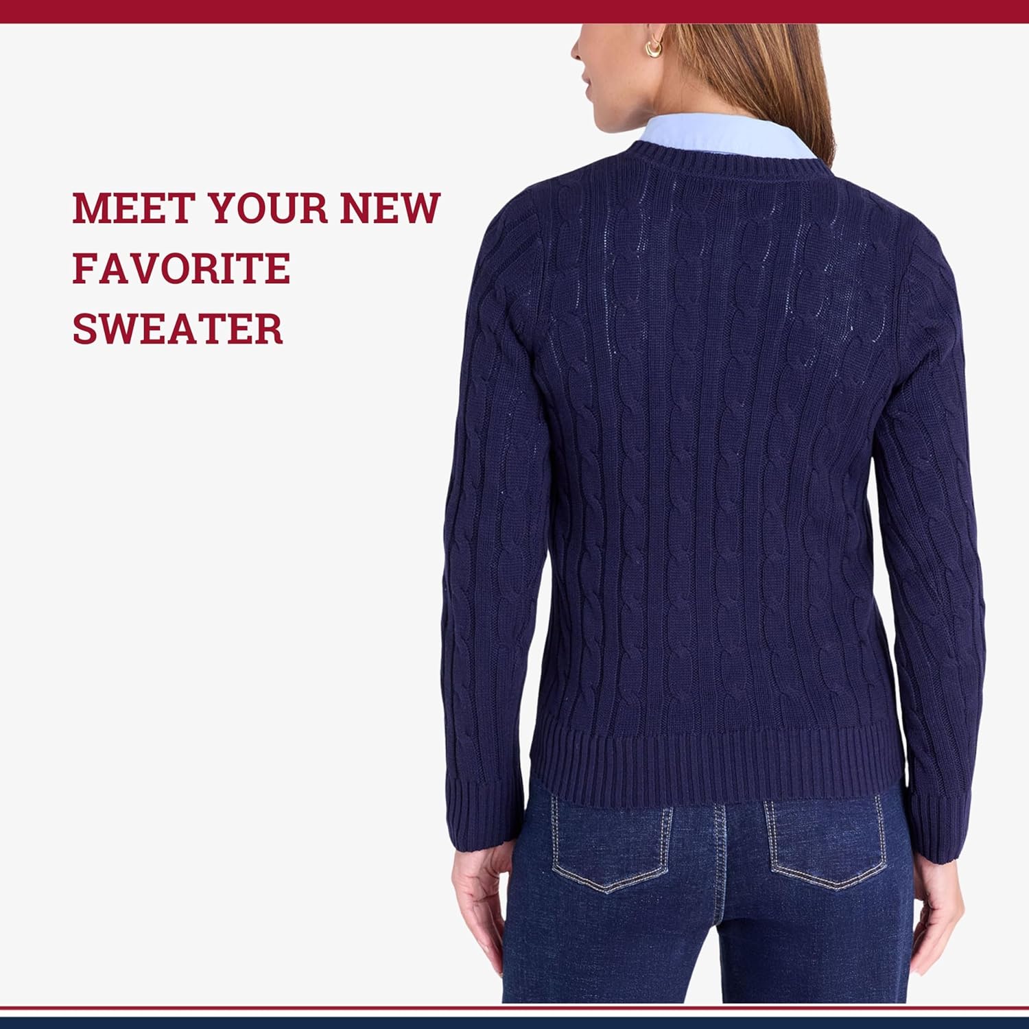 U.S. Polo Assn. Women's Cable Sweater - Soft Knit, Embroidered Pony Logo, Ribbed Trims, Casual Cozy Pullover