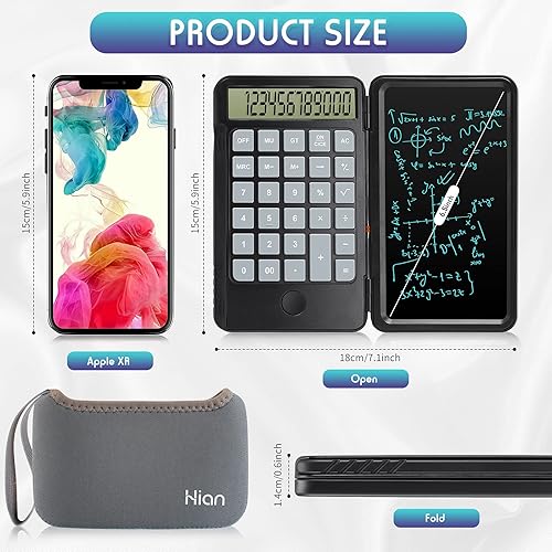 Miniatura 5 de Hion Calculadora calculadora de escritorio de oficina de 12 dígitos con mesa de escritura borrable recargable de mano multifunción de bolsillo