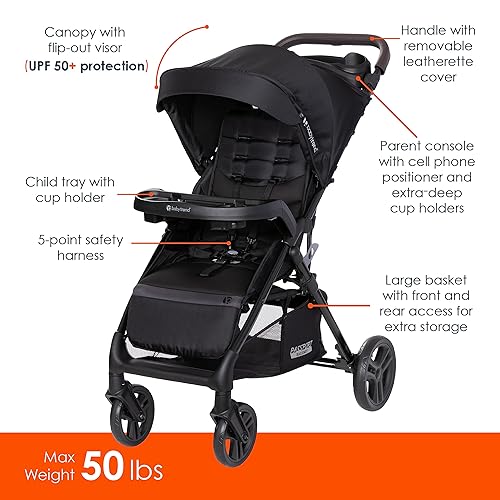 Miniatura 28 de Baby Trend Passport Carriage Travel System DLX (con Ez-Lift Plus), Uptown Black