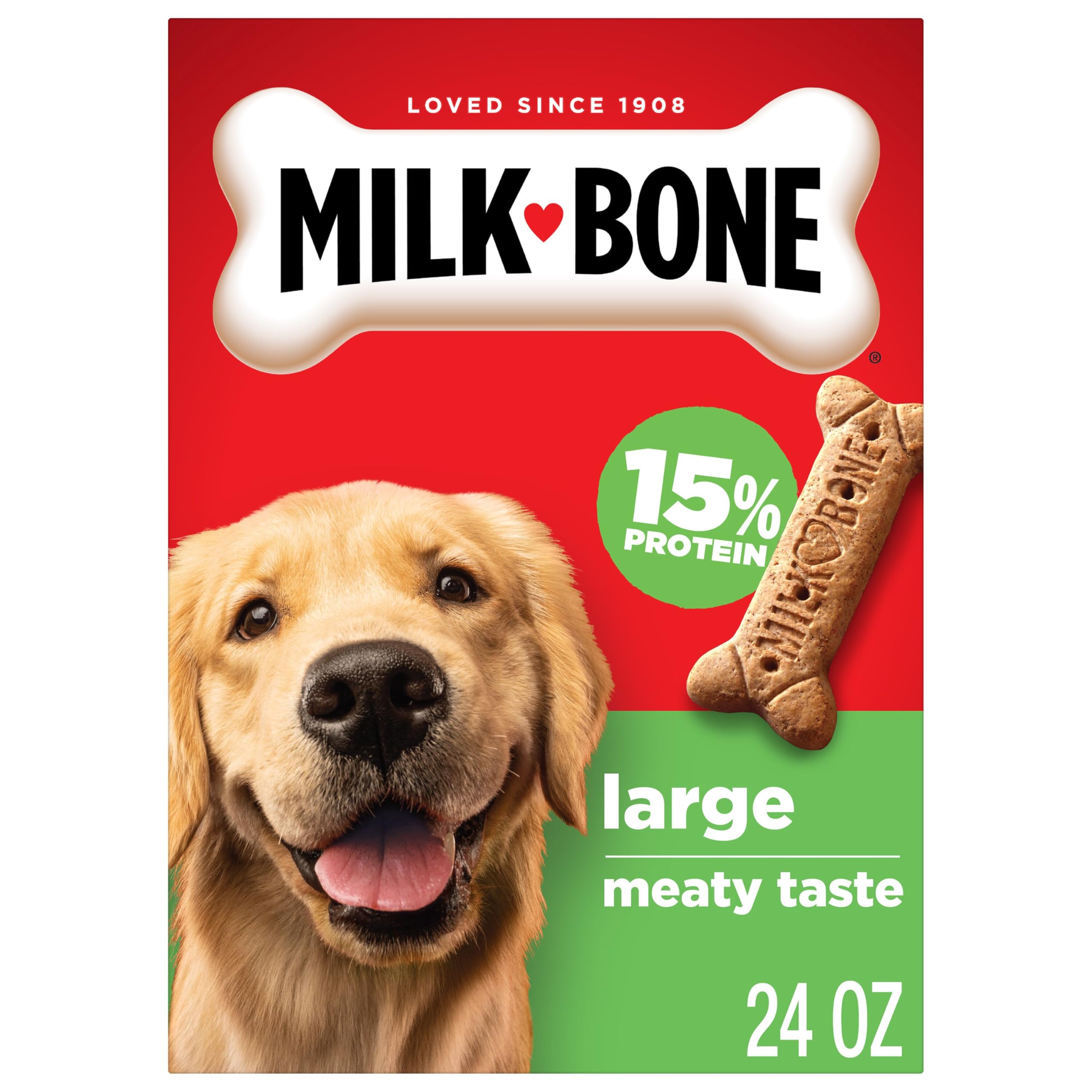 Milk-Bone Original Dog Treats for Large Dogs, 24 Ounce, Crunchy Biscuit Helps Clean Teeth