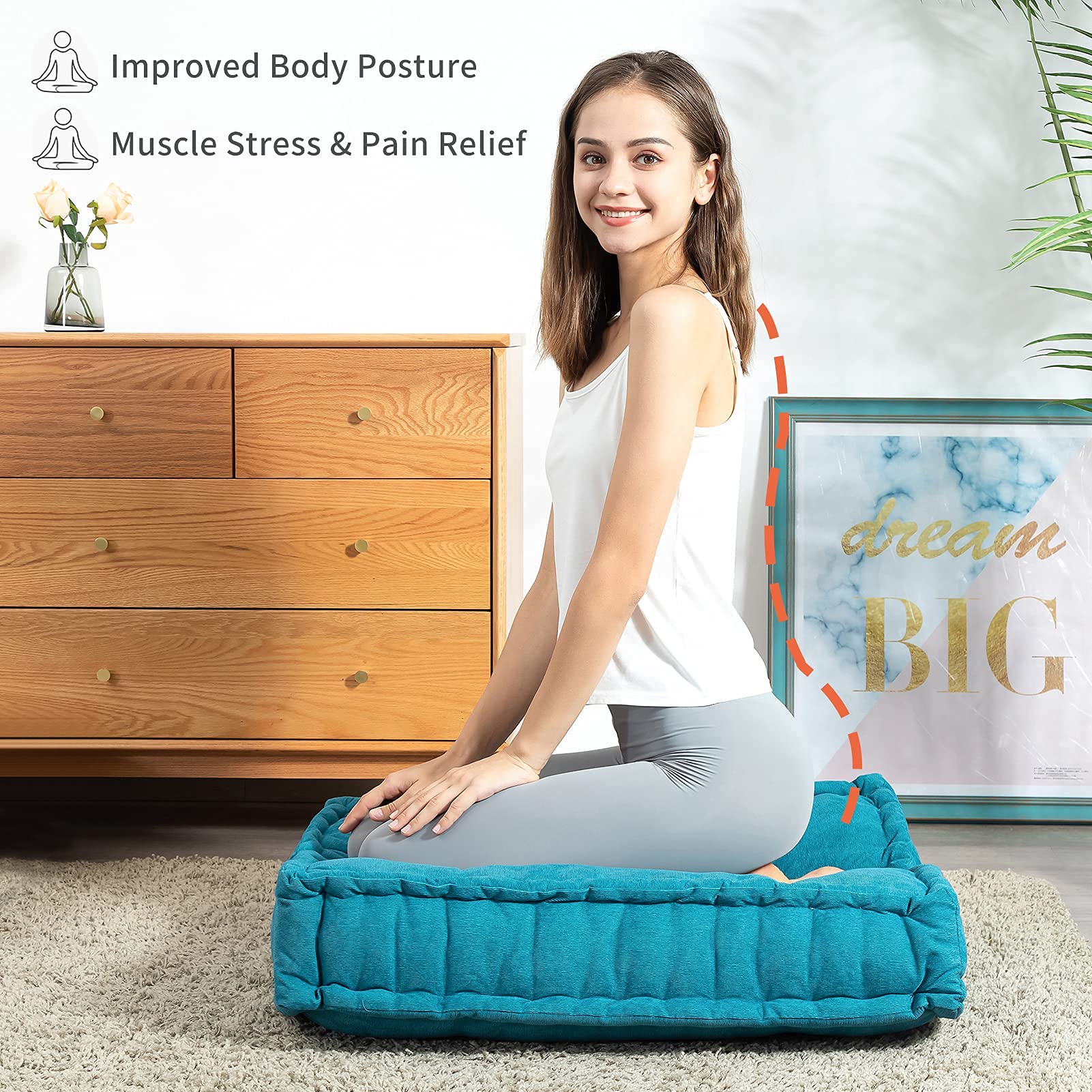 Amazon.com: Extra Large Floor Pillow, Square Tufted Floor Cushion