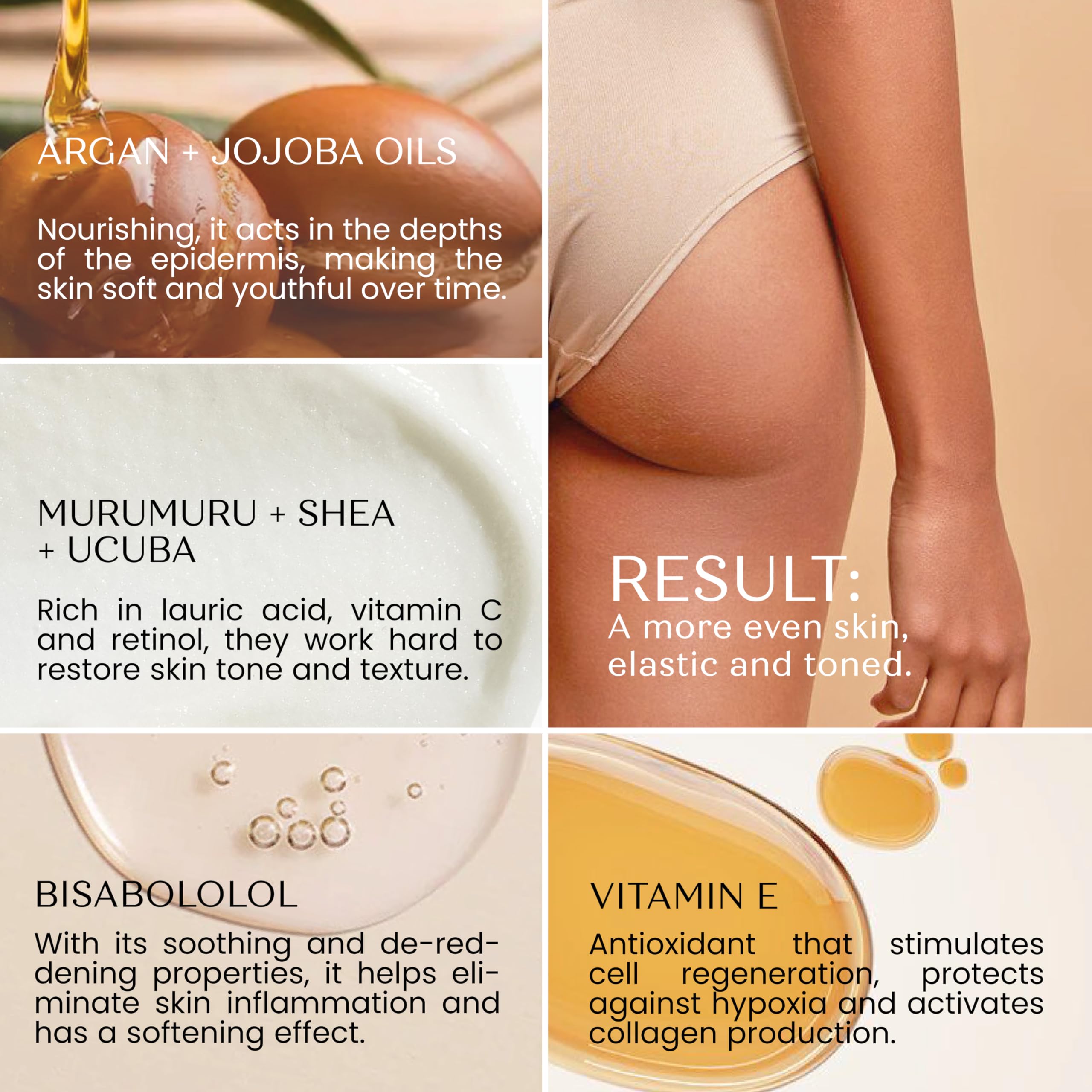 Senso Naturale Argan Solid Body Oil, Moisturising Body Cream Elastic for Firm Skin, Prevents Tone Loss and Stretch Marks - Image 4