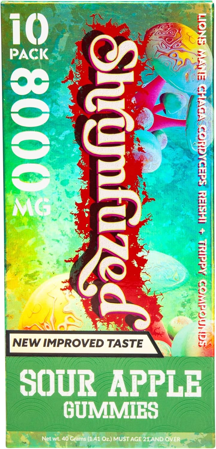 Proprietary Nootropic Gummy 8000mg - Now with New Improved Taste - Lion's Mane, Reishi, Chaga, and Cordycep Nootropic Tripee Mushroom Blend (10, Sour Apple)