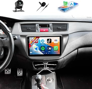 CAMECHO 4G+128G Car Stereo Radio for Mitsubishi Lancer 2002-2007 Wireless CarPlay Android Auto 9 Inch 1280 * 720 in-Cell Touch Screen Android 15 Head Unit Bluetooth GPS FM Backup Camera