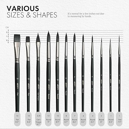 Miniatura 2 de ARTIFY - Juego de 12 pinceles de acuarela, pinceles sintéticos para pintura de acuarela, acrílico, gouache y pintura al óleo, pinceles de pintura