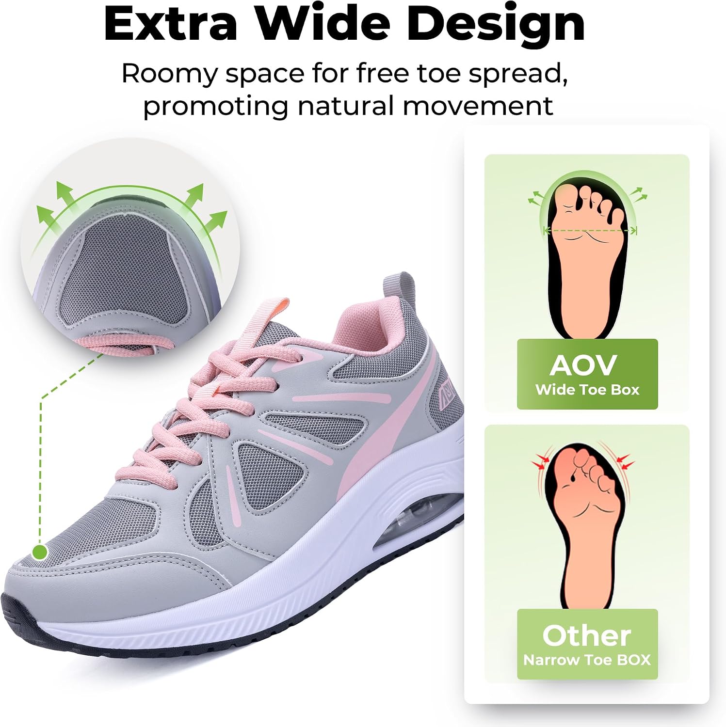 Pro | AOV Women Arch Support Walking Shoes Orthotic Sneakers for Plantar Fasciitis Foot and Heel Pain Relief Tennis Shoes 2026 - view 1