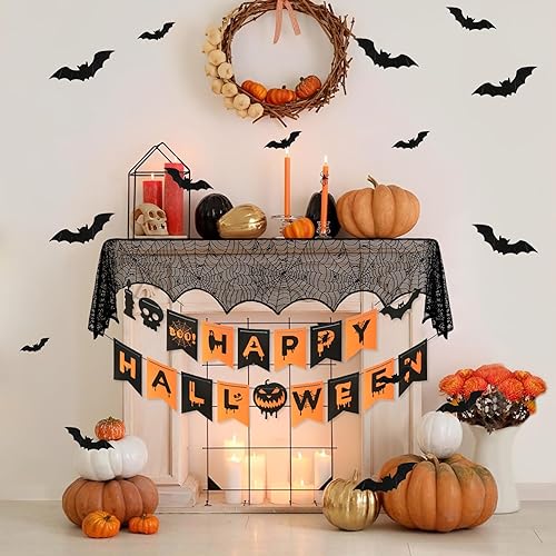 Halloween Decorations Kit Indoor Fireplaces Mantles Spiderweb Decor, Bats Halloween