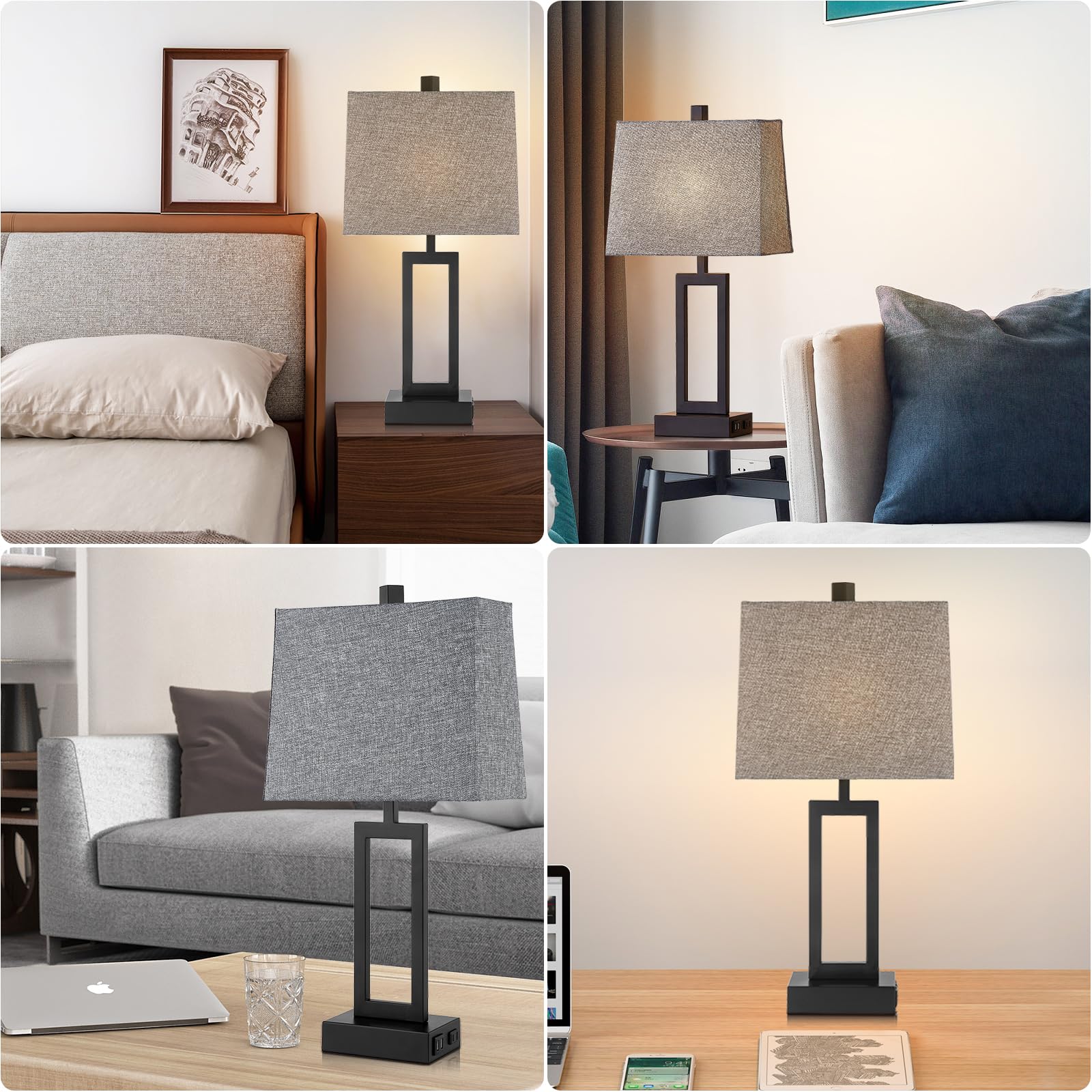 23 5 Touch Control Table Lamps Set of 2 Bedside Lamp with 2 USB Charging Ports AC Outlet — view 9