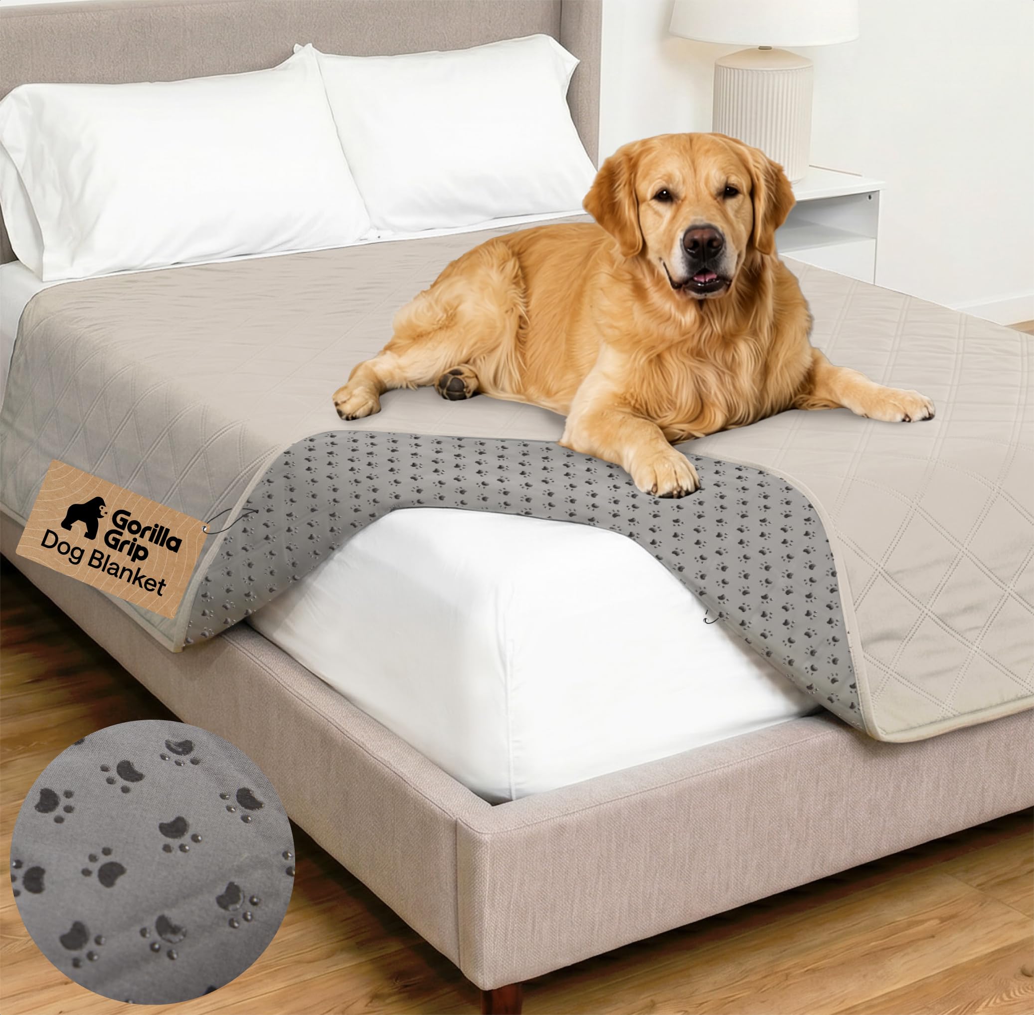 GORILLA GRIP® Waterproof Dog Blanket, Couch Cover for Dogs, 68x82 Taupe