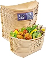 MATANA 100 Pack 8.3" Bamboo Sushi Boats - Disposable Biodegradable Plates for Parties, Appetizers, Tacos, Snacks & Finger Foods