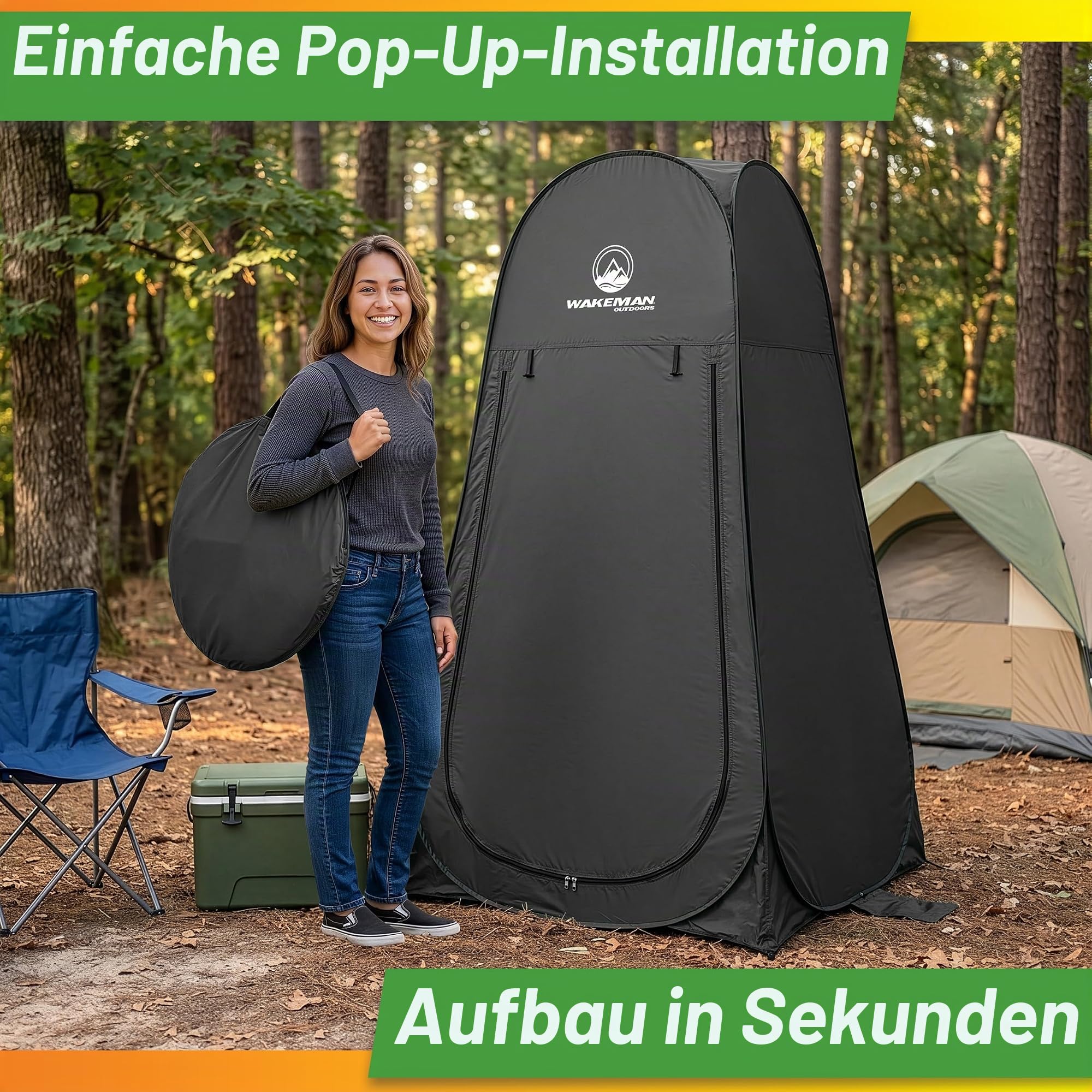 Portable Pop Up Pod- Instant Privacy, Shower & Changing Tent- Collapsible Outdoor Shelter for Camping, Beach & Rain with Carry Bag by Wakeman Outdoors