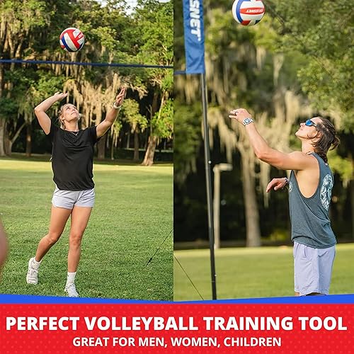 Miniatura 2 de CROSSNET Juego de voleibol cuadrado de 4 unidades para adultos y niños con red de voleibol, mochila y pelota para juegos al aire libre