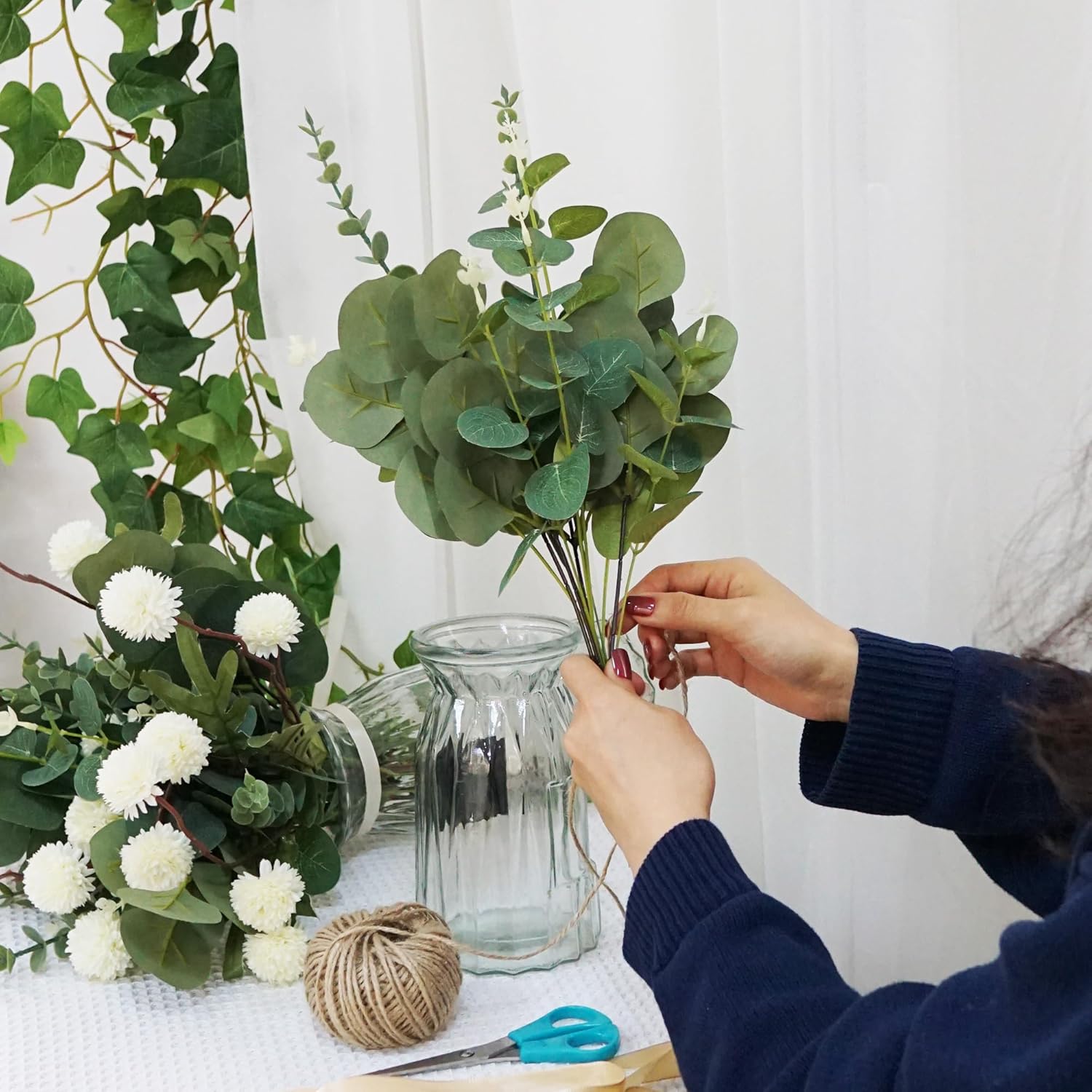 270 PCS 3 Kinds Mixed Eucalyptus Leaves Bulk Faux Eucalyptus Stems Bundle Fake Leaves Greenery Centerpieces for Tables Wedding Bouquet Arrangement Artificial Flowers Fillers - Image 5