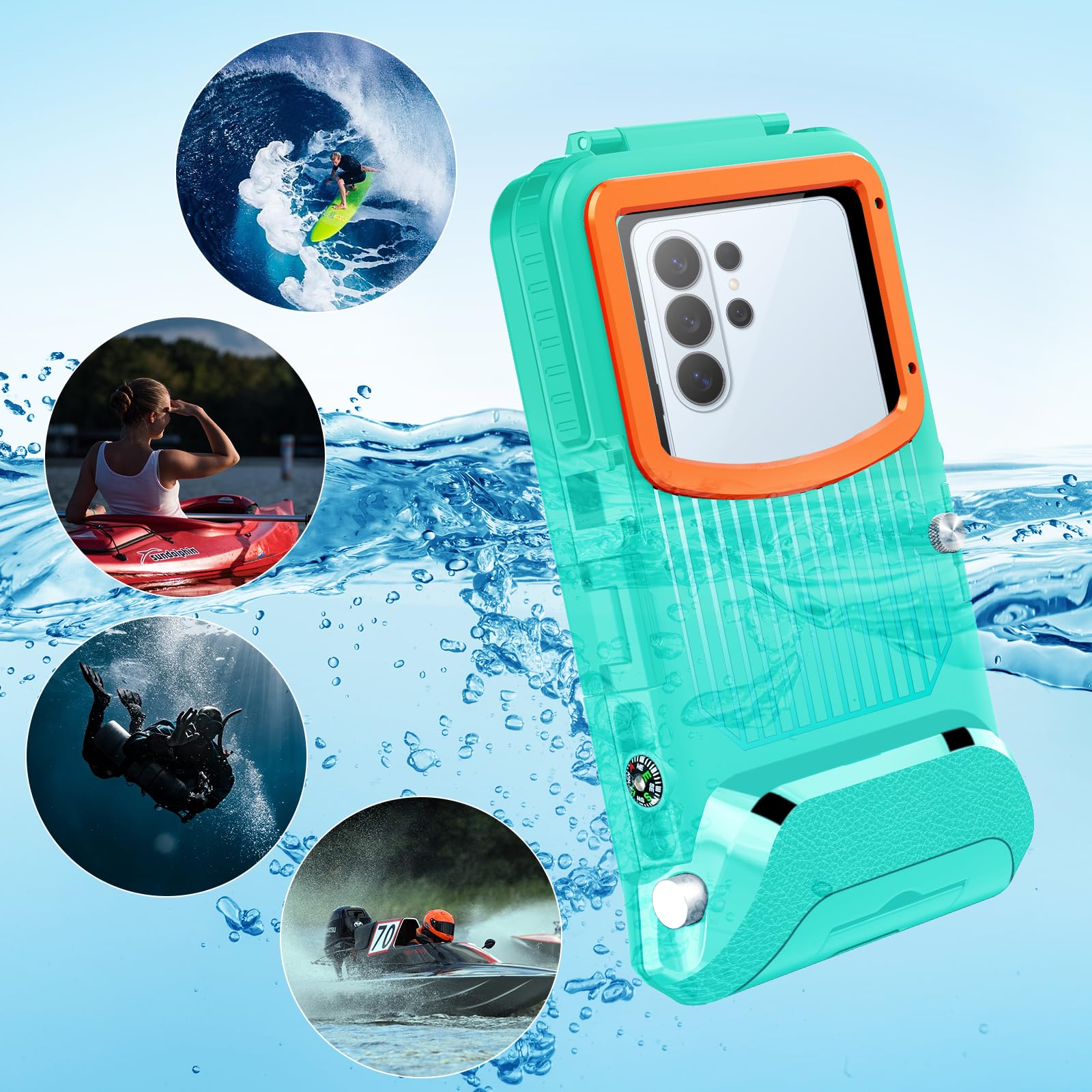 ShellBox Case Custodia per telefono subacquea IP68 2026, 15,7 m 1H, fotografia subacquea per Samsung Galaxy S26/S25/S24/S23 Ultra/Plus, adatta per telefoni con pulsante del volume destro da 5,4"-6,9