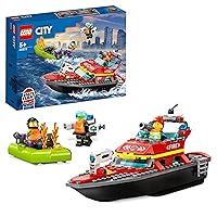 LEGO 60373 City Fire Barca di Soccorso Antincendio dei Vigili del Fuoco