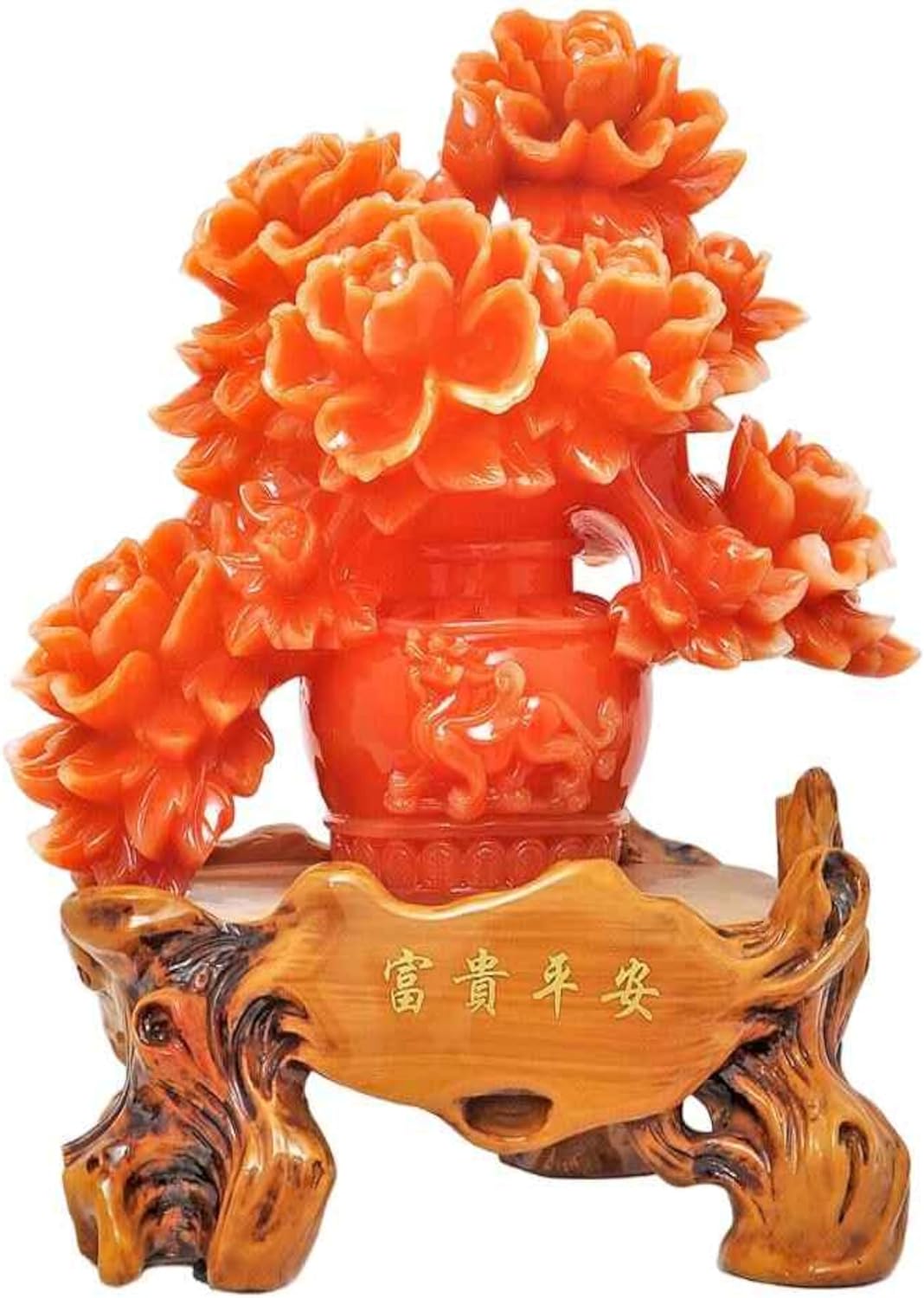 MOYEE 富贵平安牡丹花摆件 Crafts for Home Office TV Decoration 婚庆结婚礼物家居客厅电视柜 Start Business Decorations 办公室摆设 - 1625