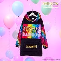 Vista 2 de Rainbow High Manta de forro polar con capucha para niñas y adolescentes, talla única, sudadera con capucha con forro de sherpa, regalos para niñas