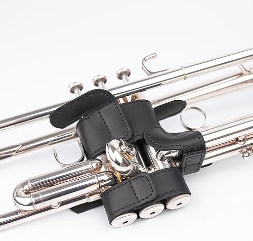 Vista 80 de Protector de válvula de trompeta de cuero genuino de protección y comodidad (guardia, negro)