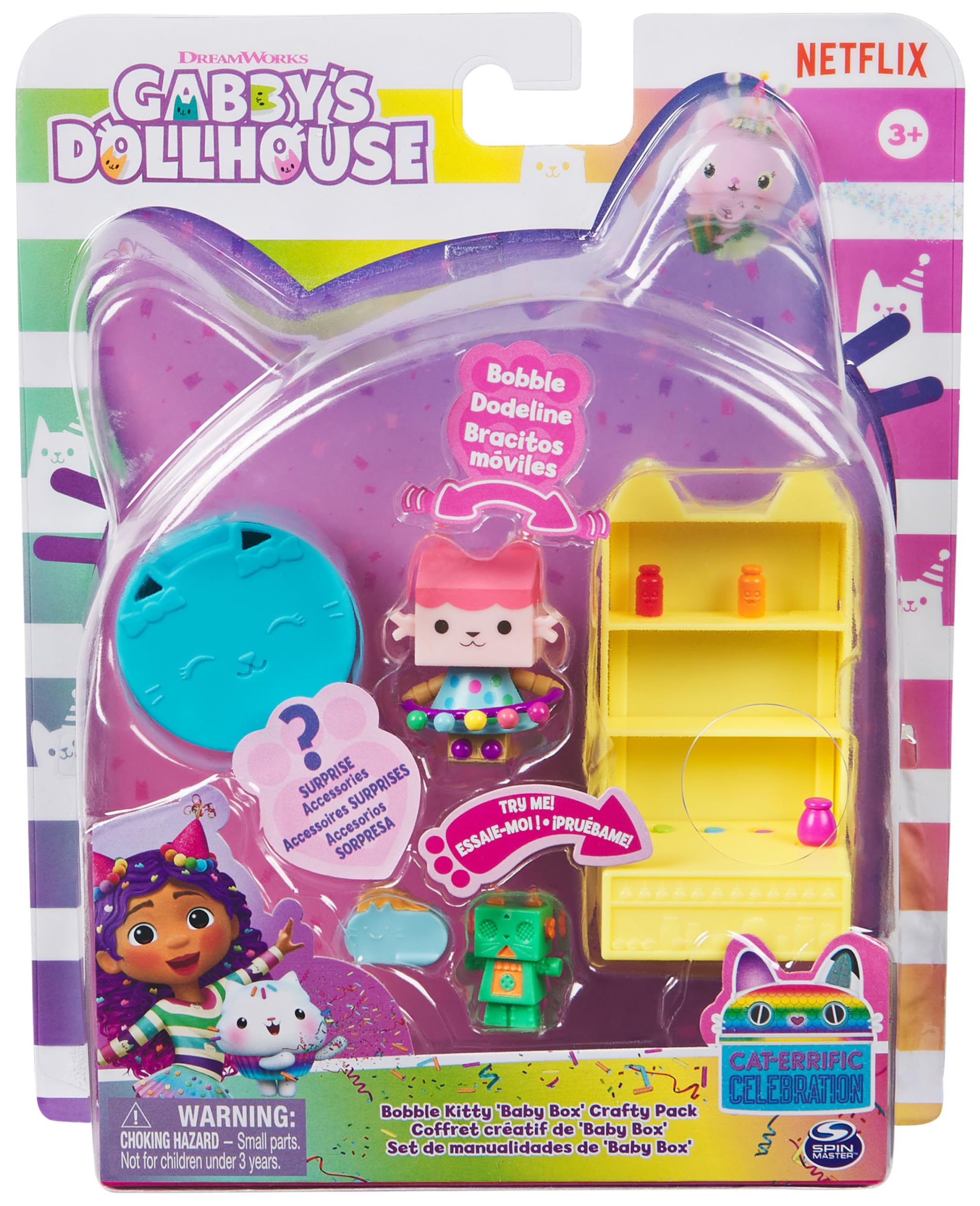 Gabbys Dollhouse, Celebration Series Baby Box Cat Bobble Figure with Dollhouse Furniture and Accessories, Kids Toys for Girls & Boys Aged 3 and Up - Image 2
