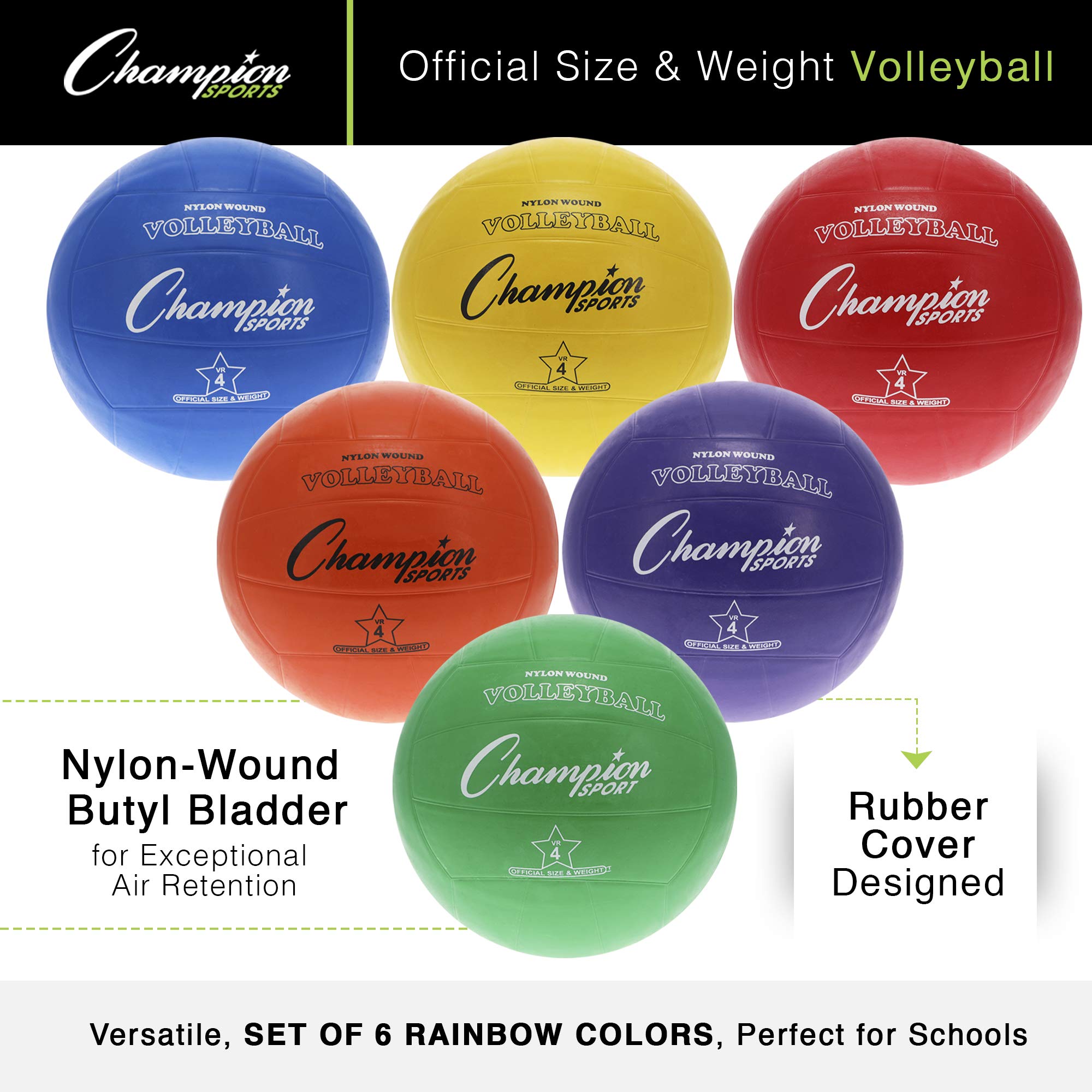 Champion Sports Volleyball, Weiß, Gummi (Einzelball)