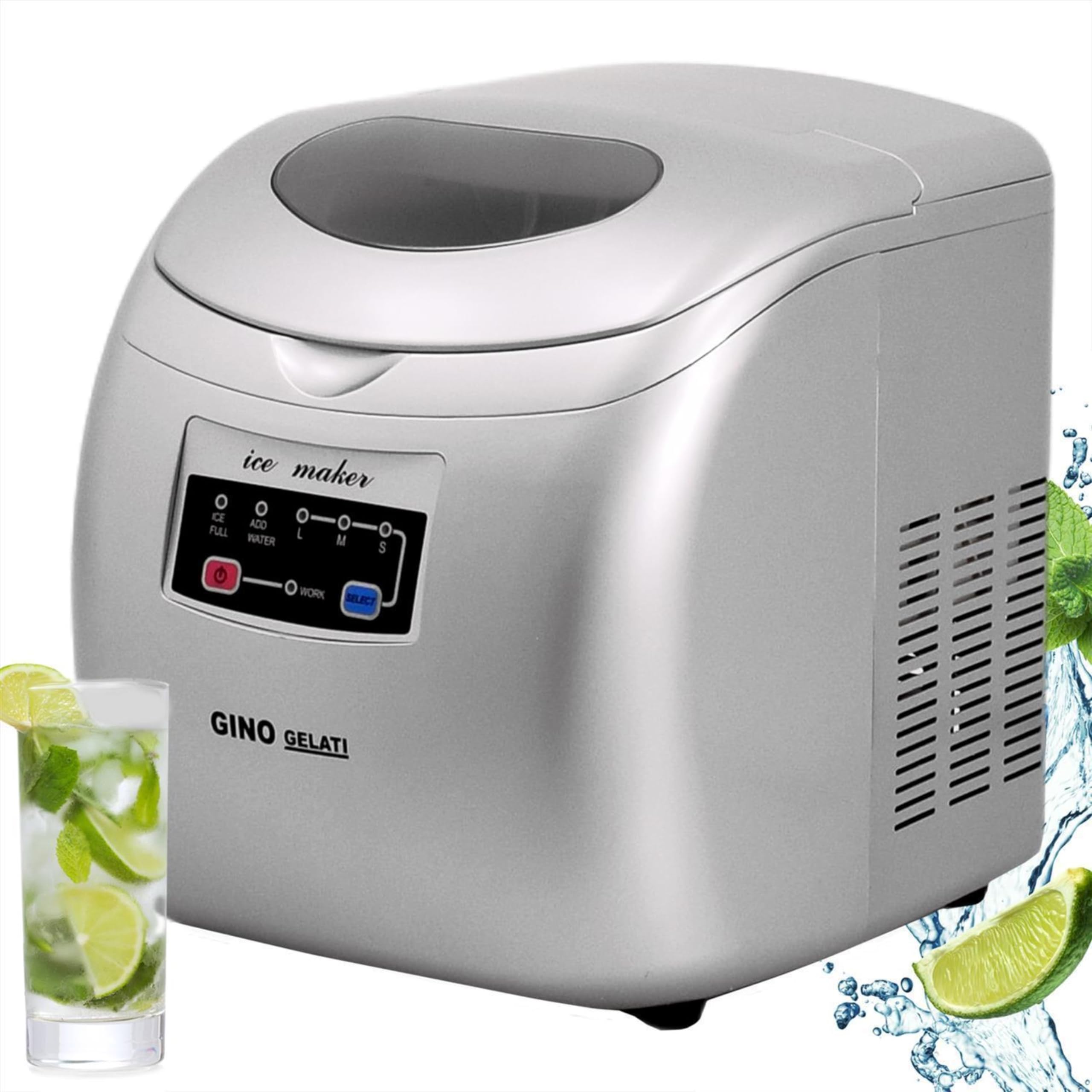 Syntrox Germany Eiswürfelmaschine Eiswürfelbereiter Eiswasser Edelstahl Bolavi, 15 kg Eiswürfel pro Tag, für Zuhause und Gewerbe, mit LED, 150 Watt, Sichtfenster
