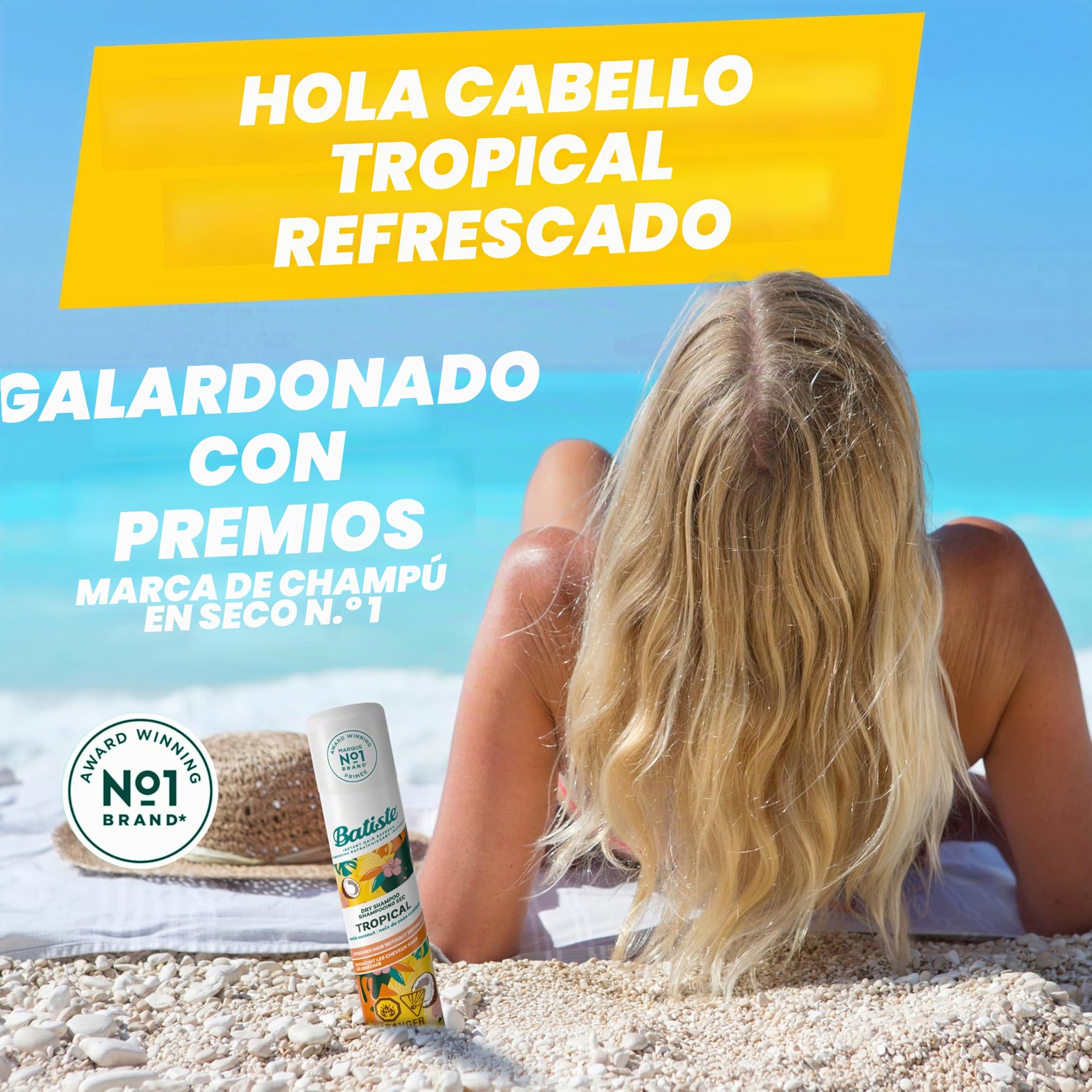 Batiste Tropical Coconut Exotic Dry Shampoo Champú (Ad1161), Incoloro, Aromatic, 200 Mililitros, El embalaje puede variar