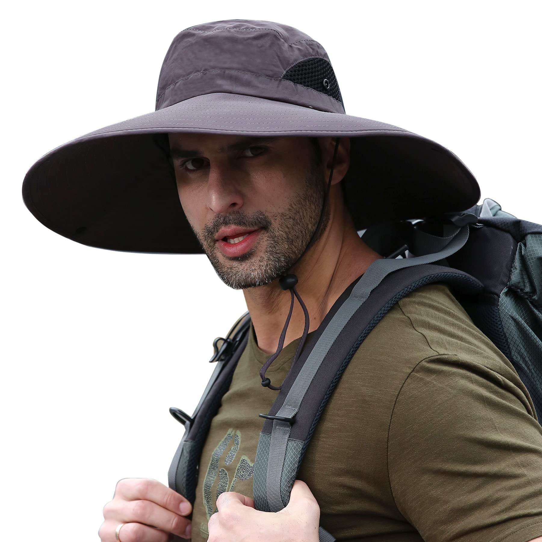 Wide Brim Sun Protection Hat Outdoor Unisex Ventilated Hats for Hiking Beach Fishing Safari Garden Lawn Yard Work Kayaking