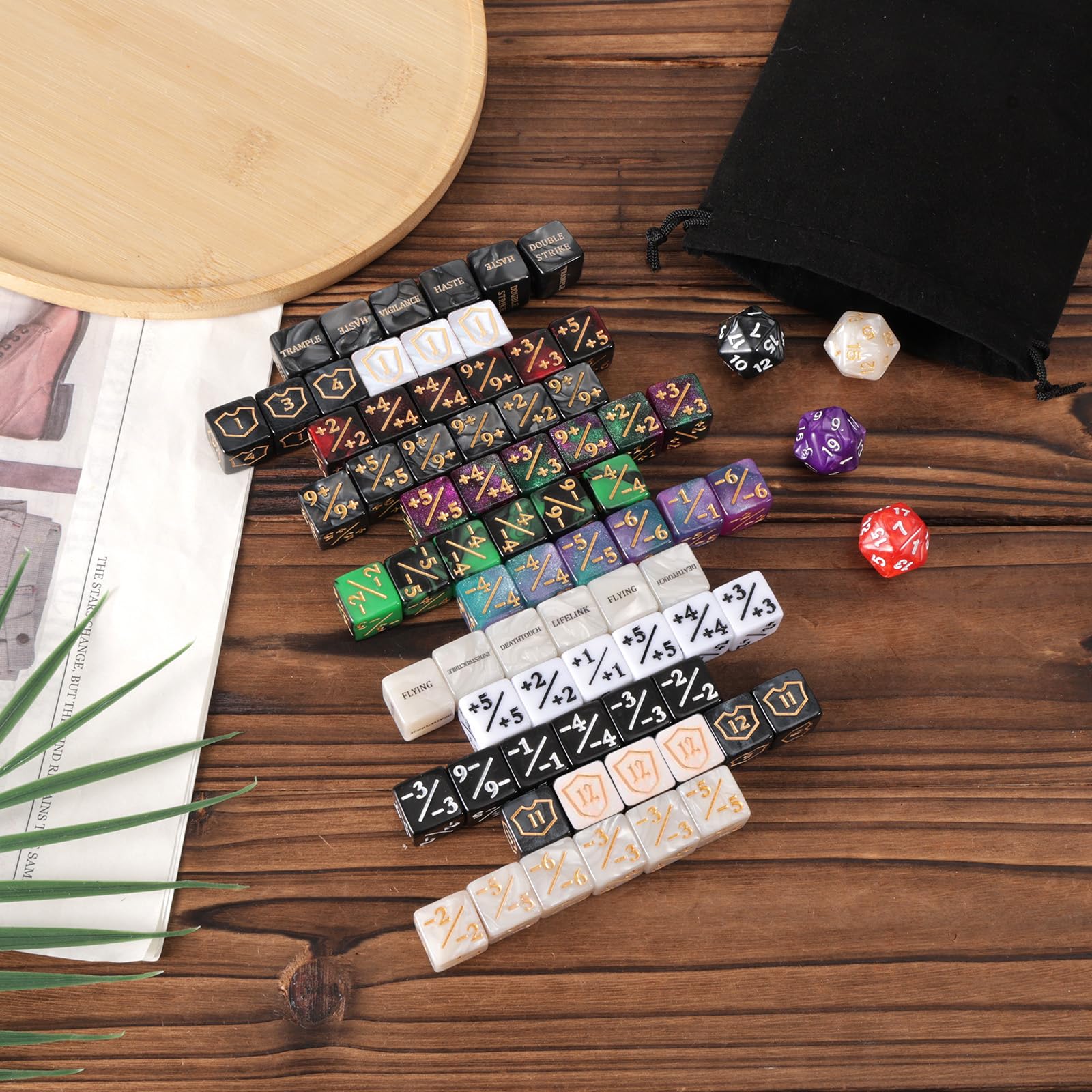 78pz Set Dadi MTG, Include Segnalini Vita +1/-1 Potenziamento Comandante Parola Chiave Segnalini Scudo e Dadi Rotanti 12 Colori per MTG TCG Accessori per Giochi Carte
