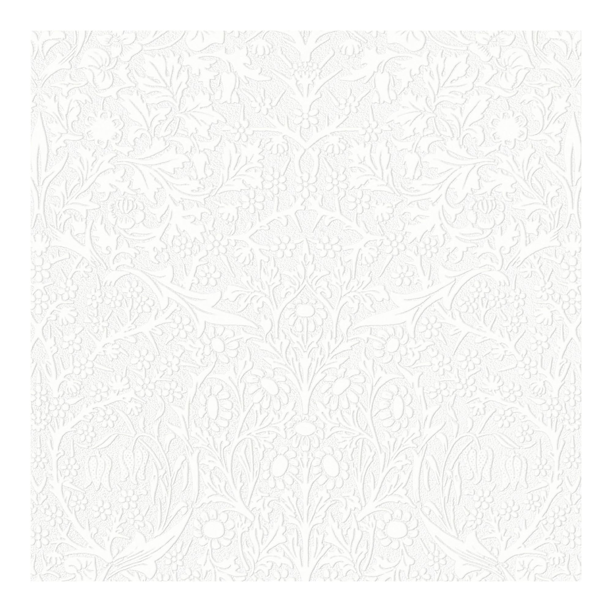 William Morris At Home White Blackthorn Paintable Wallpaper | Paste The Wall | Leaves | Eco-Friendly