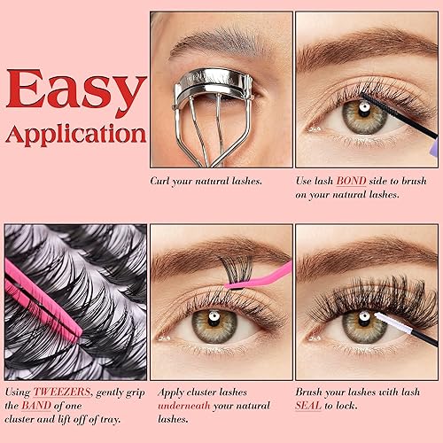 Miniatura 7 de Kit de extensión de pestañas para bricolaje, 640 unidades, kit de extensiones de pestañas rizadas D, 30D, 40D, 50D, volumen de 0.354-0.709 in,