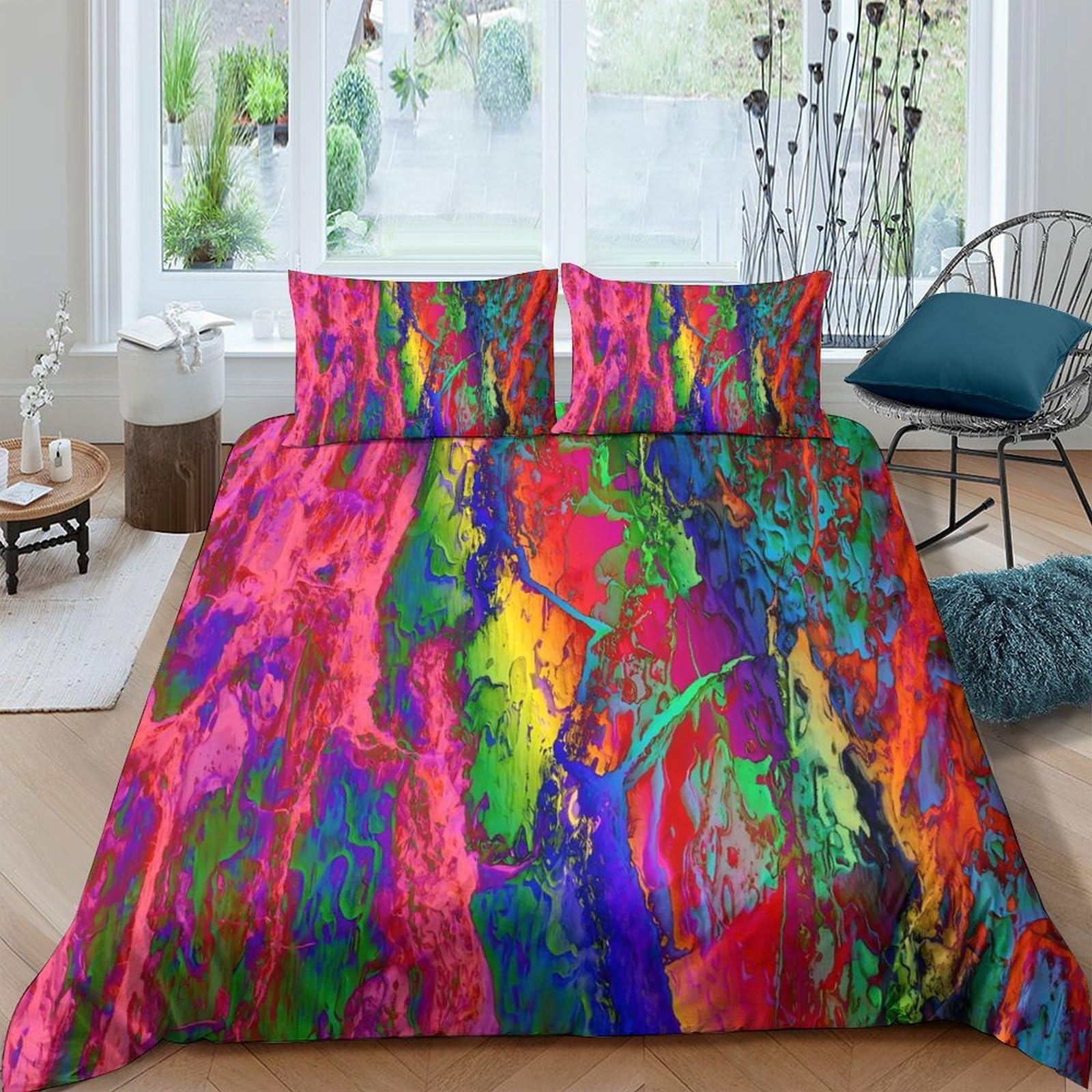 Unrxjzlvm Style-2 Vivid Abstract 3D Bedding Microfiber Duvet Cover Set Teens