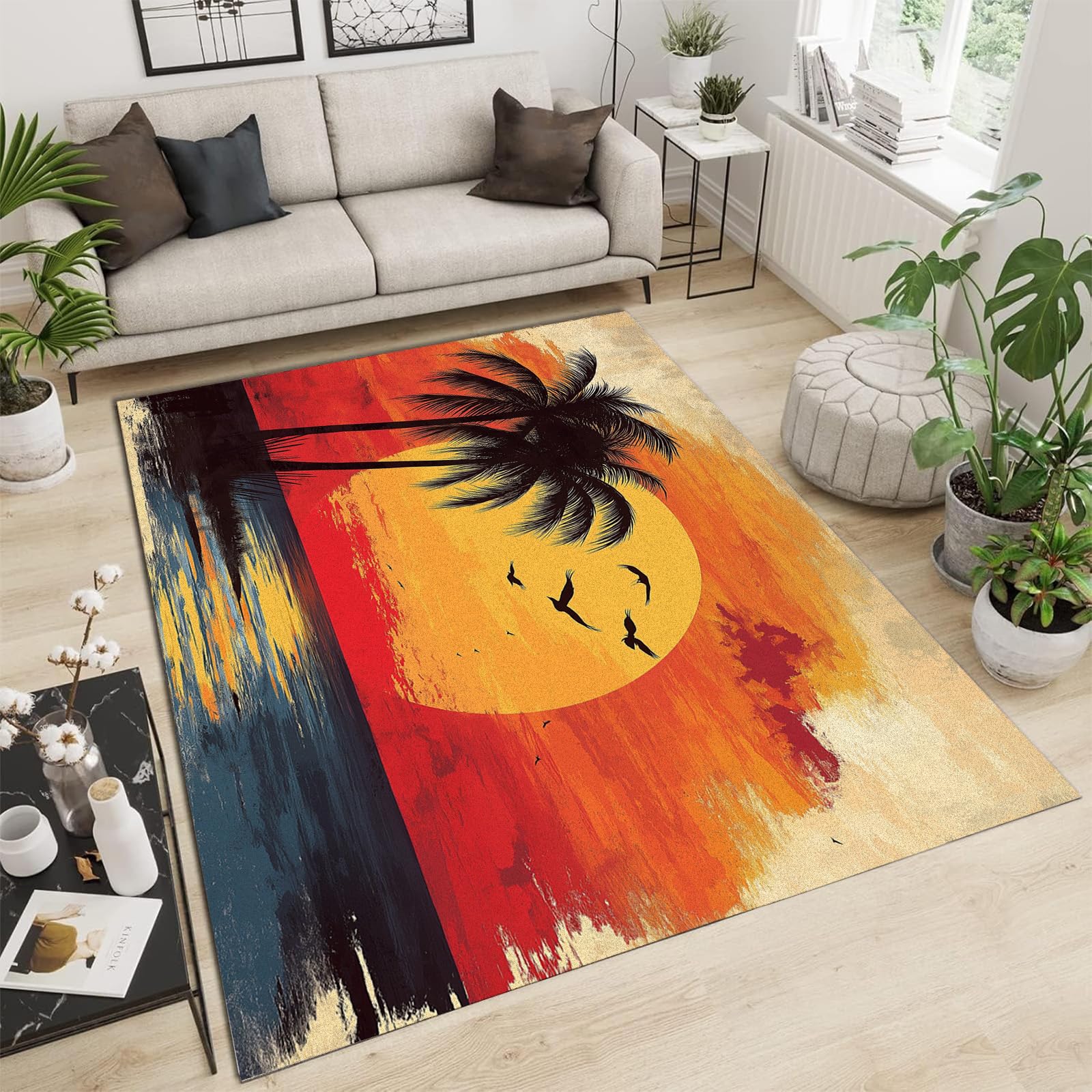 Tapis de salon coucher de soleil pour réchauffer la chambre