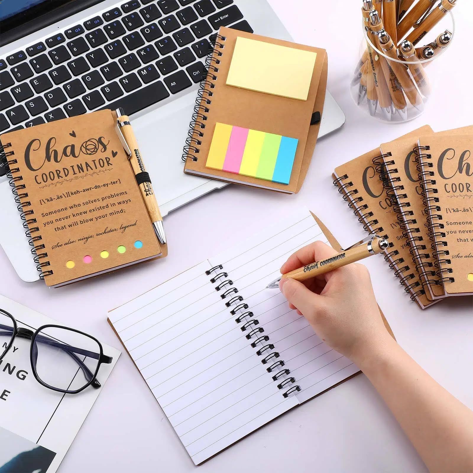 Skyygemm 20 juegos de regalos de agradecimiento para empleados, regalos de Acción de Gracias, cuaderno en espiral con bloc de notas adhesivas, pestañas de índice, regalos de agradecimiento con
